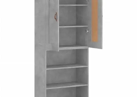 Dulap înalt, gri beton, 69,5x34x180, lemn compozit - 4/5