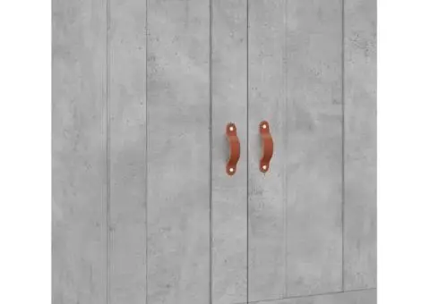 Dulap înalt, gri beton, 69,5x34x180, lemn compozit - 5/5