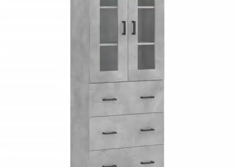 Dulap înalt, gri beton, 69,5x34x180, lemn compozit - 2/5