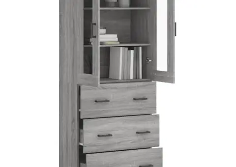 Dulap înalt, gri sonoma, 69,5x34x180 cm, lemn compozit - 3/5