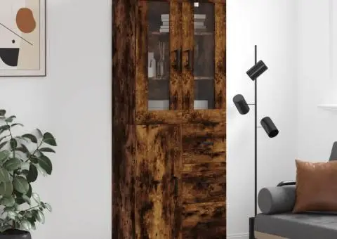 Dulap înalt, stejar fumuriu, 69,5x34x180, lemn compozit - 1/5