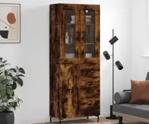 vidaXL Dulap înalt, stejar fumuriu, 69,5x34x180, lemn compozit