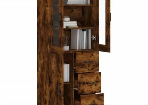 Dulap înalt, stejar fumuriu, 69,5x34x180, lemn compozit - 3/5