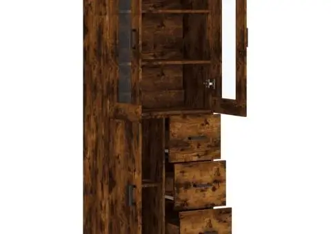 Dulap înalt, stejar fumuriu, 69,5x34x180, lemn compozit - 4/5