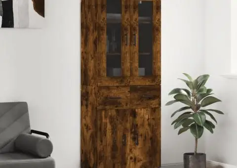 Dulap înalt, stejar fumuriu, 69,5x34x180, lemn compozit - 1/5