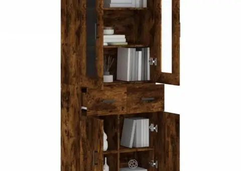 Dulap înalt, stejar fumuriu, 69,5x34x180, lemn compozit - 3/5