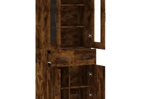 Dulap înalt, stejar fumuriu, 69,5x34x180, lemn compozit - 4/5