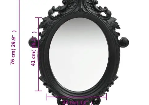 Oglindă de perete în stil Castle, negru, 56 x 76 cm - 5/5
