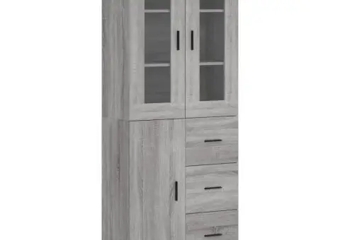 Dulap înalt, gri sonoma, 69,5x34x180 cm, lemn compozit - 2/5