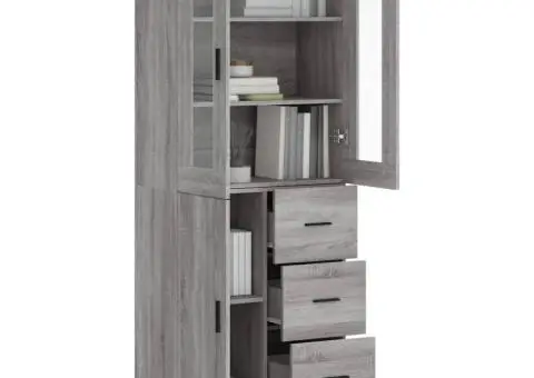 Dulap înalt, gri sonoma, 69,5x34x180 cm, lemn compozit - 3/5