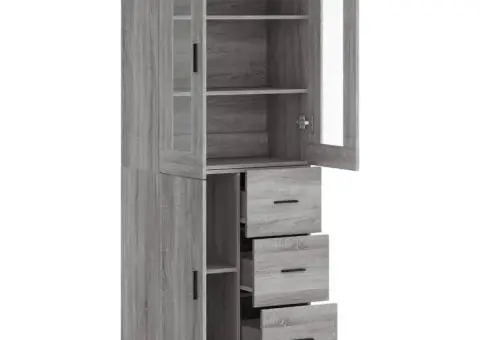 Dulap înalt, gri sonoma, 69,5x34x180 cm, lemn compozit - 4/5