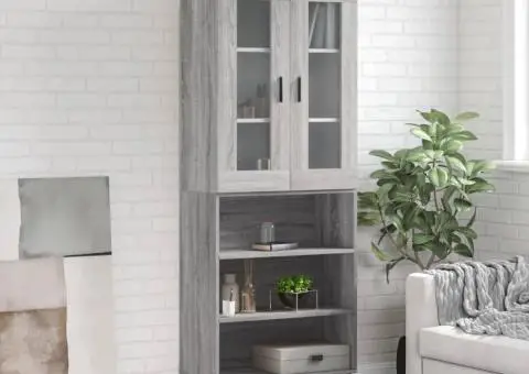 Dulap înalt, gri sonoma, 69,5x34x180 cm, lemn compozit - 1/5