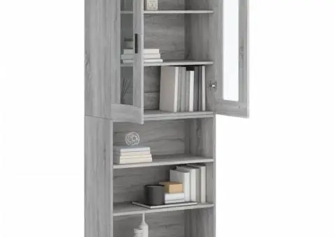 Dulap înalt, gri sonoma, 69,5x34x180 cm, lemn compozit - 3/5