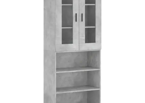 Dulap înalt, gri beton, 69,5x34x180, lemn compozit - 2/5