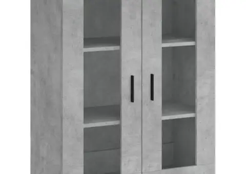 Dulap înalt, gri beton, 69,5x34x180, lemn compozit - 5/5