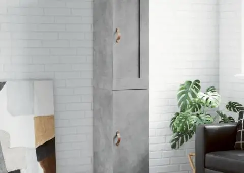 Dulap înalt, gri beton, 34,5x34x180 cm, lemn prelucrat - 1/5