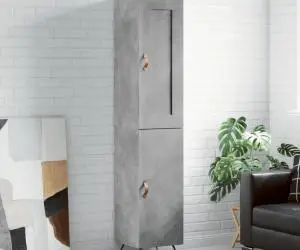 vidaXL Dulap înalt, gri beton, 34,5x34x180 cm, lemn prelucrat