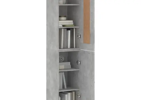 Dulap înalt, gri beton, 34,5x34x180 cm, lemn prelucrat - 3/5