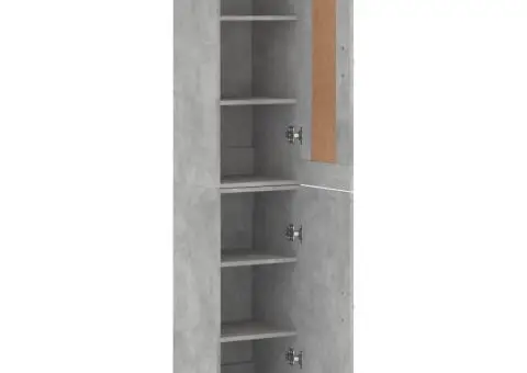 Dulap înalt, gri beton, 34,5x34x180 cm, lemn prelucrat - 4/5