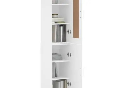 Dulap înalt, alb, 34,5x34x180 cm, lemn prelucrat - 3/5