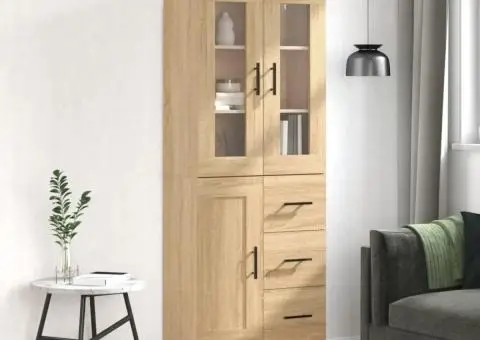 Dulap înalt, stejar sonoma, 69,5x34x180 cm, lemn compozit - 1/5