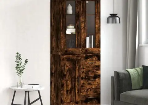 Dulap înalt, stejar fumuriu, 69,5x34x180, lemn compozit - 1/5