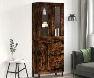 vidaXL Dulap înalt, stejar fumuriu, 69,5x34x180, lemn compozit
