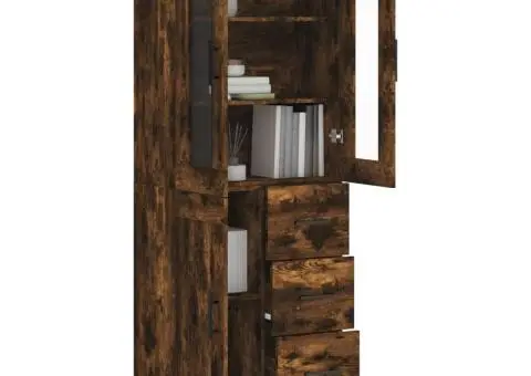 Dulap înalt, stejar fumuriu, 69,5x34x180, lemn compozit - 3/5