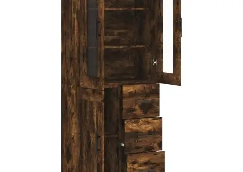 Dulap înalt, stejar fumuriu, 69,5x34x180, lemn compozit - 4/5