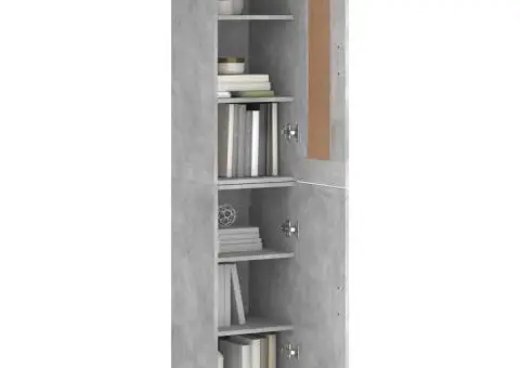 Dulap înalt, gri beton, 34,5x34x180 cm, lemn prelucrat - 3/5
