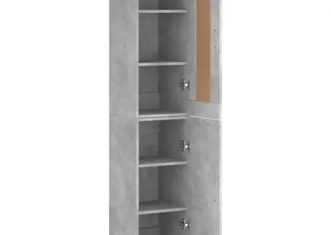 Dulap înalt, gri beton, 34,5x34x180 cm, lemn prelucrat - 4/5