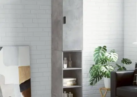 Dulap înalt, gri beton, 34,5x34x180 cm, lemn prelucrat - 1/5