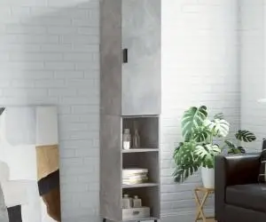 vidaXL Dulap înalt, gri beton, 34,5x34x180 cm, lemn prelucrat