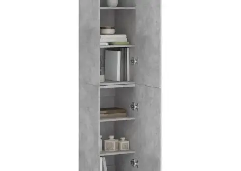 Dulap înalt, gri beton, 34,5x34x180 cm, lemn prelucrat - 3/5