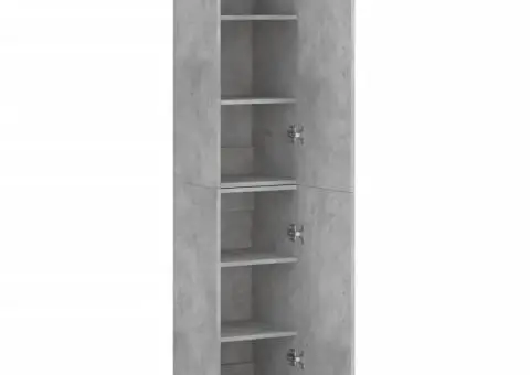 Dulap înalt, gri beton, 34,5x34x180 cm, lemn prelucrat - 4/5