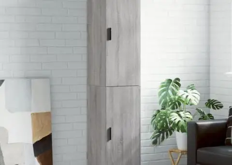 Dulap înalt, gri sonoma, 34,5x34x180 cm, lemn prelucrat - 1/5