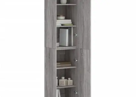 Dulap înalt, gri sonoma, 34,5x34x180 cm, lemn prelucrat - 3/5