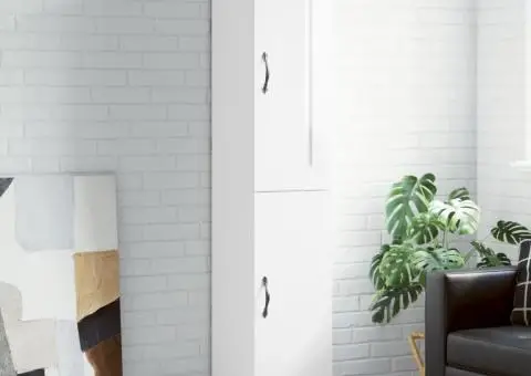 Dulap înalt, alb extralucios, 34,5x34x180 cm, lemn prelucrat - 1/5