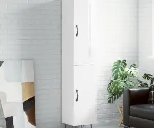 vidaXL Dulap înalt, alb extralucios, 34,5x34x180 cm, lemn prelucrat