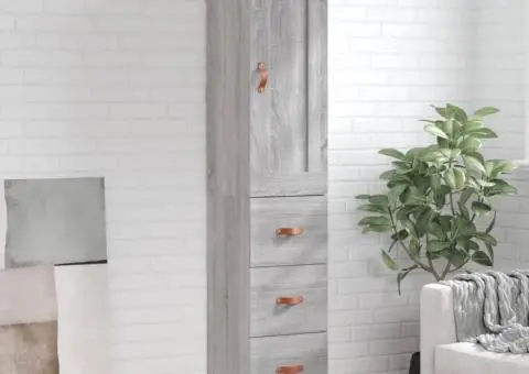 Dulap înalt, gri sonoma, 34,5x34x180 cm, lemn prelucrat - 1/5