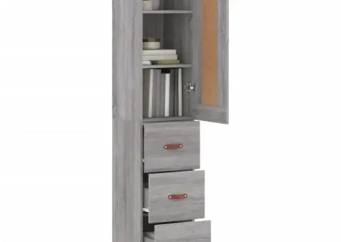 Dulap înalt, gri sonoma, 34,5x34x180 cm, lemn prelucrat - 3/5