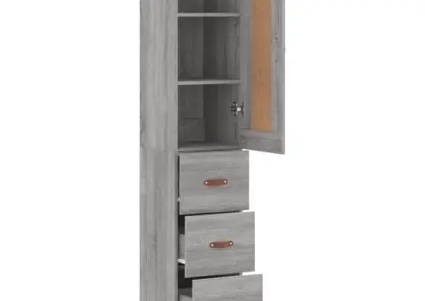 Dulap înalt, gri sonoma, 34,5x34x180 cm, lemn prelucrat - 4/5