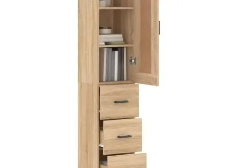 Dulap înalt, stejar sonoma, 34,5x34x180 cm, lemn prelucrat - 3/5