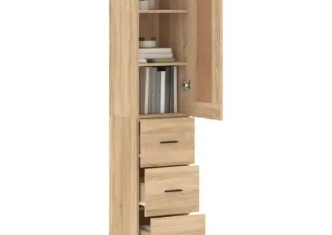 Dulap înalt, stejar sonoma, 34,5x34x180 cm, lemn prelucrat - 3/5