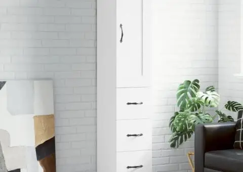 Dulap înalt, alb, 34,5x34x180 cm, lemn prelucrat - 1/5