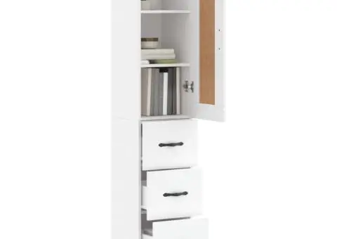 Dulap înalt, alb, 34,5x34x180 cm, lemn prelucrat - 3/5