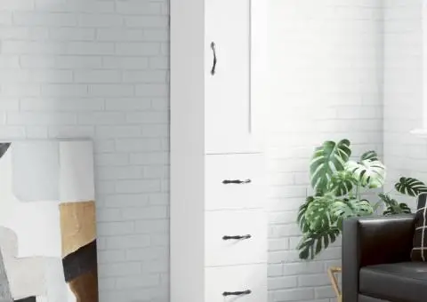 Dulap înalt, alb extralucios, 34,5x34x180 cm, lemn prelucrat - 1/5