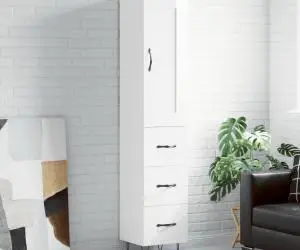 vidaXL Dulap înalt, alb extralucios, 34,5x34x180 cm, lemn prelucrat