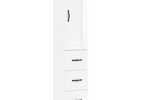 Dulap înalt, alb extralucios, 34,5x34x180 cm, lemn prelucrat - 2/5