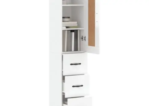 Dulap înalt, alb extralucios, 34,5x34x180 cm, lemn prelucrat - 3/5